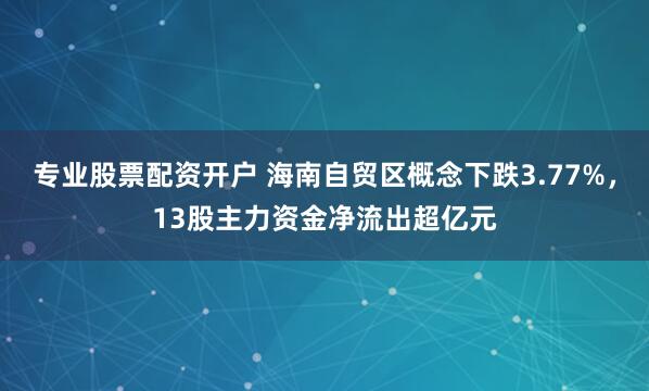 专业股票配资开户 海南自贸区概念下跌3.77%，13股主力资金净流出超亿元